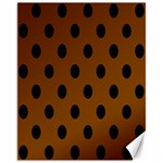 Polka Dots - Black on Chocolate Brown Canvas 11  x 14 