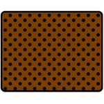 Polka Dots - Black on Chocolate Brown Fleece Blanket (Medium) (One Side)