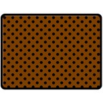 Polka Dots - Black on Chocolate Brown Double Sided Fleece Blanket (Large) (Two Sides)