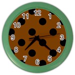 Polka Dots - Black on Chocolate Brown Color Wall Clock