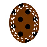 Polka Dots - Black on Chocolate Brown Ornament (Bell) Ornament (Oval Filigree)