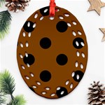 Polka Dots - Black on Chocolate Brown Oval Filigree Ornament (Two Sides)