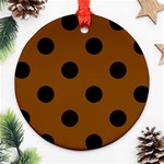 Polka Dots - Black on Chocolate Brown Round Ornament (Two Sides)