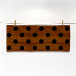 Polka Dots - Black on Chocolate Brown Hand Towel