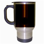 Polka Dots - Black on Chocolate Brown Travel Mug (Silver Gray)