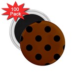 Polka Dots - Black on Chocolate Brown 2.25  Magnet (100 pack)