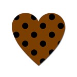 Polka Dots - Black on Chocolate Brown Magnet (Heart)