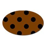 Polka Dots - Black on Chocolate Brown Magnet (Oval)