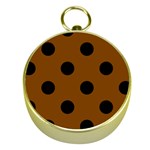 Polka Dots - Black on Chocolate Brown Gold Compass