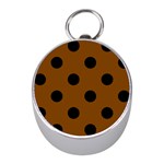 Polka Dots - Black on Chocolate Brown Silver Compass (Mini)