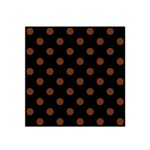 Polka Dots - Auburn Brown on Black Satin Bandana Scarf