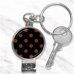 Polka Dots - Auburn Brown on Black Nail Clippers Key Chain