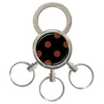 Polka Dots - Auburn Brown on Black 3-Ring Key Chain