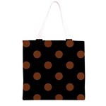 Polka Dots - Auburn Brown on Black Grocery Light Tote Bag