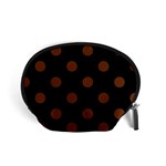 Polka Dots - Auburn Brown on Black Accessory Pouch (Small)