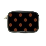 Polka Dots - Auburn Brown on Black Coin Purse