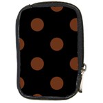 Polka Dots - Auburn Brown on Black Compact Camera Leather Case