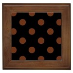 Polka Dots - Auburn Brown on Black Framed Tile
