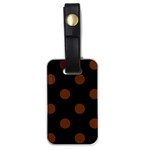 Polka Dots - Auburn Brown on Black Luggage Tag (One Side)
