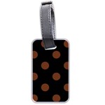 Polka Dots - Auburn Brown on Black Luggage Tag (Two Sides)