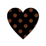 Polka Dots - Auburn Brown on Black Magnet (Heart)