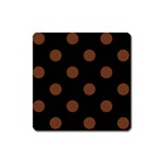 Polka Dots - Auburn Brown on Black Magnet (Square)