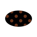 Polka Dots - Auburn Brown on Black Sticker Oval (10 pack)