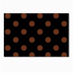 Polka Dots - Auburn Brown on Black Postcard 4  x 6 