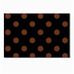 Polka Dots - Auburn Brown on Black Postcards 5  x 7  (Pkg of 10)