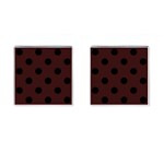 Polka Dots - Black on Dark Sienna Brown Cufflinks (Square)