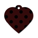 Polka Dots - Black on Dark Sienna Brown Dog Tag Heart (One Side)