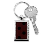 Polka Dots - Black on Dark Sienna Brown Key Chain (Rectangle)