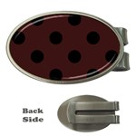 Polka Dots - Black on Dark Sienna Brown Money Clip (Oval)