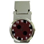 Polka Dots - Black on Dark Sienna Brown Money Clip Watch