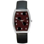 Polka Dots - Black on Dark Sienna Brown Barrel Style Metal Watch