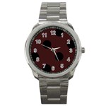 Polka Dots - Black on Dark Sienna Brown Sport Metal Watch
