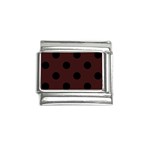 Polka Dots - Black on Dark Sienna Brown Italian Charm (9mm)