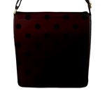 Polka Dots - Black on Dark Sienna Brown Flap Closure Messenger Bag (L)