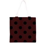 Polka Dots - Black on Dark Sienna Brown Grocery Light Tote Bag