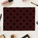 Polka Dots - Black on Dark Sienna Brown Cosmetic Bag (XL)