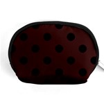 Polka Dots - Black on Dark Sienna Brown Accessory Pouch (Medium)