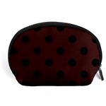 Polka Dots - Black on Dark Sienna Brown Accessory Pouch (Large)