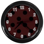 Polka Dots - Black on Dark Sienna Brown Wall Clock (Black)