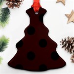 Polka Dots - Black on Dark Sienna Brown Christmas Tree Ornament (Two Sides)