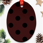 Polka Dots - Black on Dark Sienna Brown Ornament (Oval)