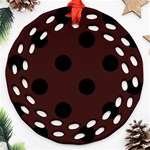 Polka Dots - Black on Dark Sienna Brown Ornament (Round Filigree)