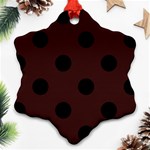 Polka Dots - Black on Dark Sienna Brown Snowflake Ornament (Two Sides)