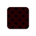 Polka Dots - Black on Dark Sienna Brown Rubber Square Coaster (4 pack)