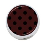 Polka Dots - Black on Dark Sienna Brown 4-Port USB Hub (Two Sides)