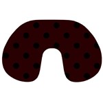 Polka Dots - Black on Dark Sienna Brown Travel Neck Pillow